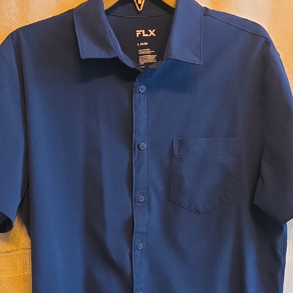 FLX Men's Classic Navy Button Down Shirt